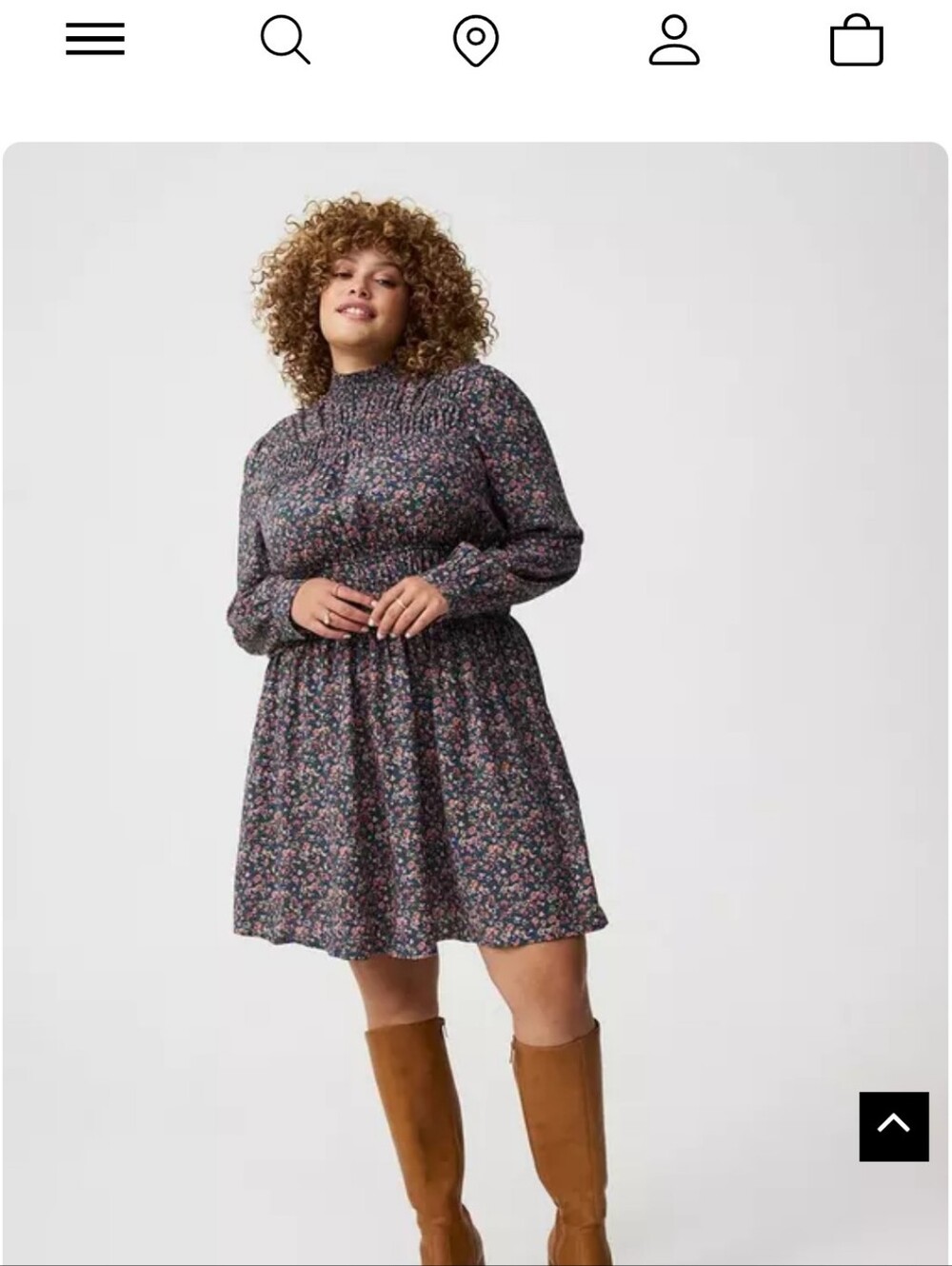 Torrid Smocked Neck Floral Long-Sleeve Dress